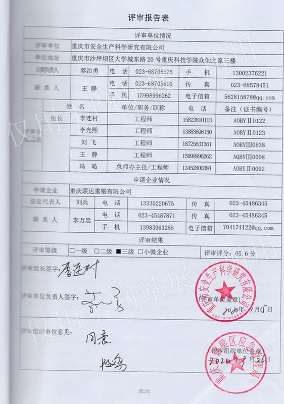 企业安全生产标准化（评审报告）