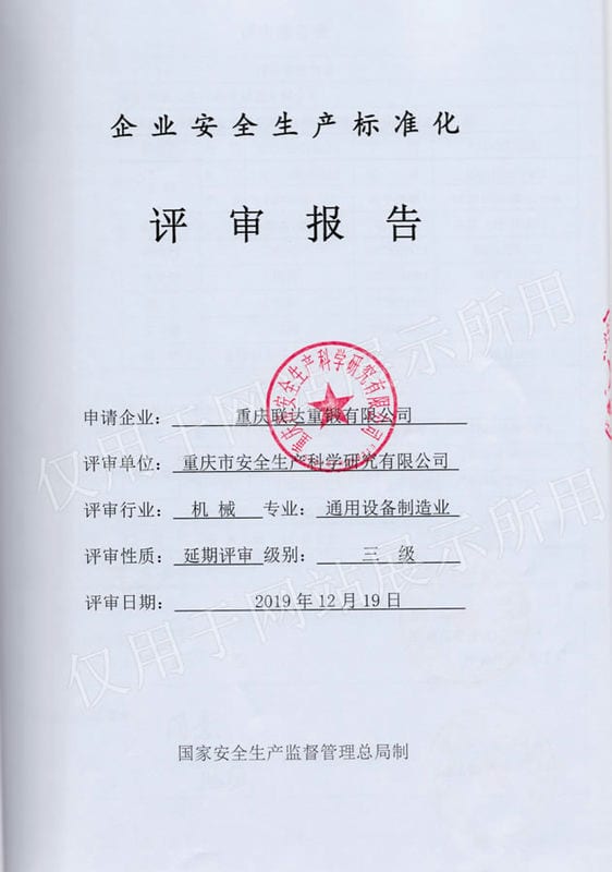 企业安全生产标准化（评审报告）